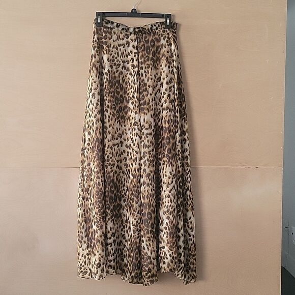 NEW Naven Leopard S M Modest Flowy Long A Line Chiffon Sheer Flare Maxi Skirt - Picture 4 of 12